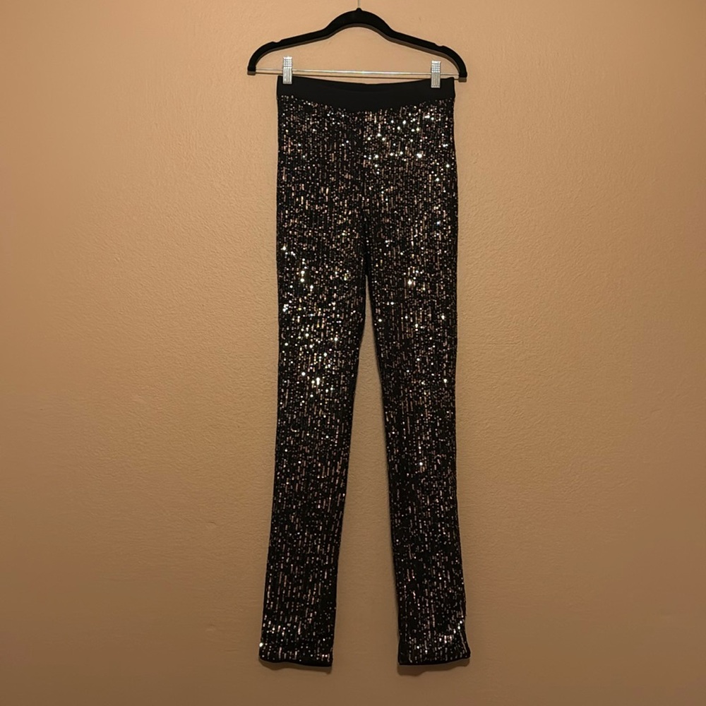 BCBGMAXAZRIA Black Sequin Pants - Size S - Gently Worn Once